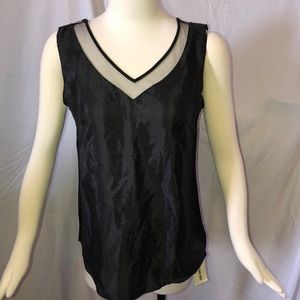 NWT black dressy tank top with sheer neckline